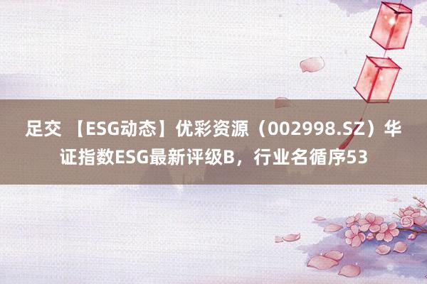 足交 【ESG动态】优彩资源（002998.SZ）华证指数ESG最新评级B，行业名循序53