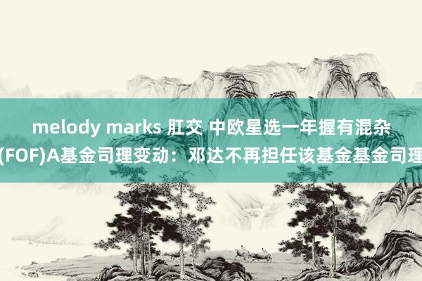 melody marks 肛交 中欧星选一年握有混杂(FOF)A基金司理变动：邓达不再担任该基金基金司理