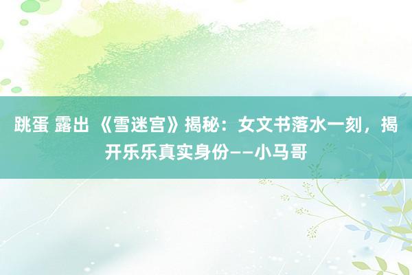 跳蛋 露出 《雪迷宫》揭秘：女文书落水一刻，揭开乐乐真实身份——小马哥