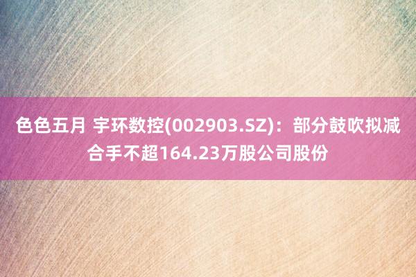 色色五月 宇环数控(002903.SZ)：部分鼓吹拟减合手不超164.23万股公司股份