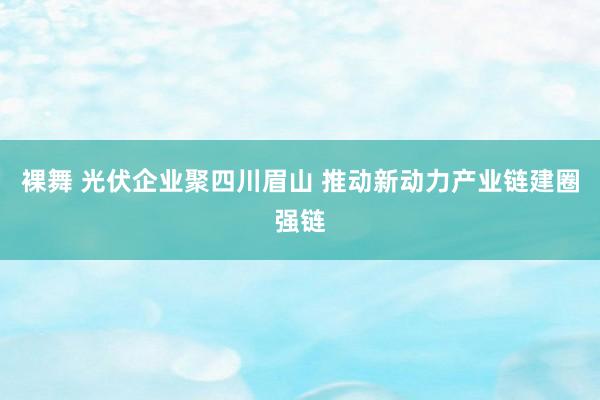 裸舞 光伏企业聚四川眉山 推动新动力产业链建圈强链