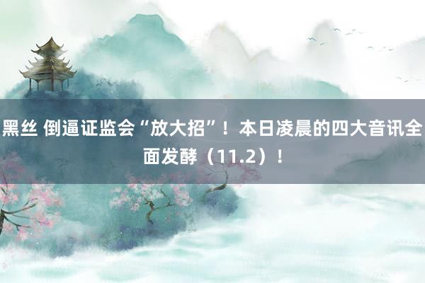 黑丝 倒逼证监会“放大招”！本日凌晨的四大音讯全面发酵（11.2）！