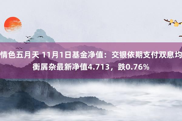 情色五月天 11月1日基金净值：交银依期支付双息均衡羼杂最新净值4.713，跌0.76%