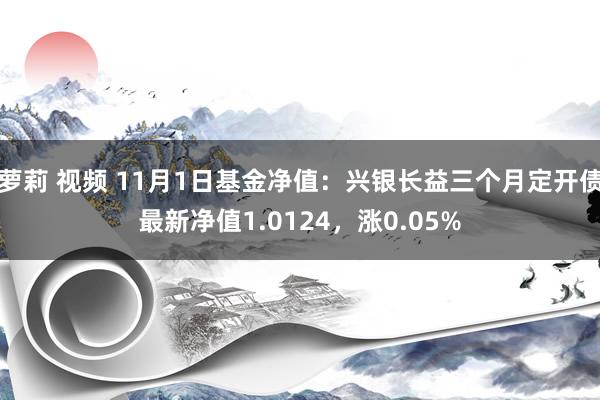 萝莉 视频 11月1日基金净值：兴银长益三个月定开债最新净值1.0124，涨0.05%