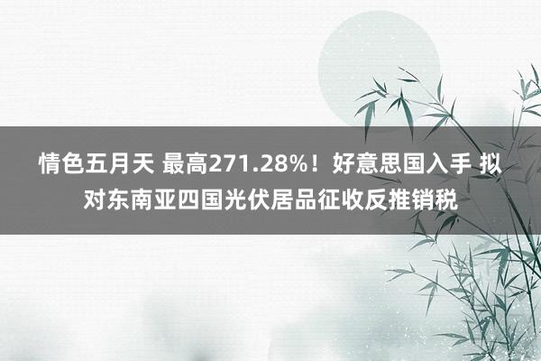 情色五月天 最高271.28%！好意思国入手 拟对东南亚四国光伏居品征收反推销税