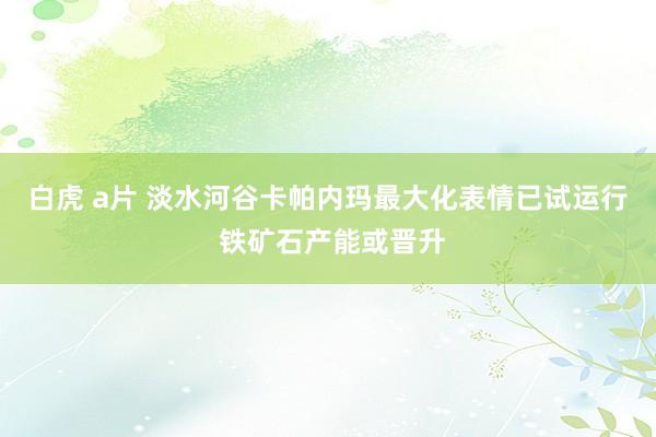 白虎 a片 淡水河谷卡帕内玛最大化表情已试运行 铁矿石产能或晋升