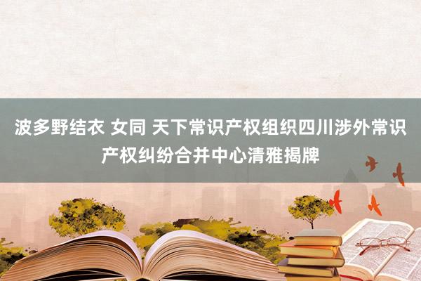 波多野结衣 女同 天下常识产权组织四川涉外常识产权纠纷合并中心清雅揭牌