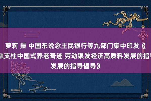 萝莉 操 中国东说念主民银行等九部门集中印发《对于金融支柱中国式养老奇迹 劳动银发经济高质料发展的指导倡导》