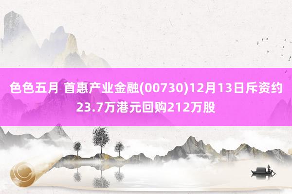 色色五月 首惠产业金融(00730)12月13日斥资约23.7万港元回购212万股