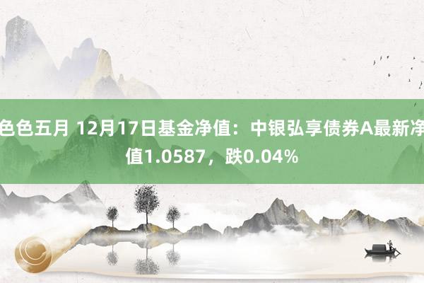 色色五月 12月17日基金净值：中银弘享债券A最新净值1.0587，跌0.04%