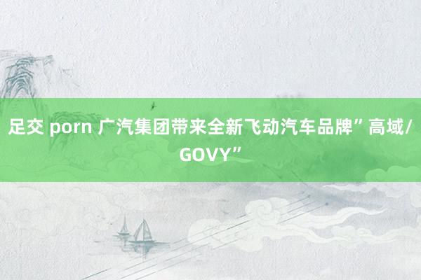 足交 porn 广汽集团带来全新飞动汽车品牌”高域/GOVY”