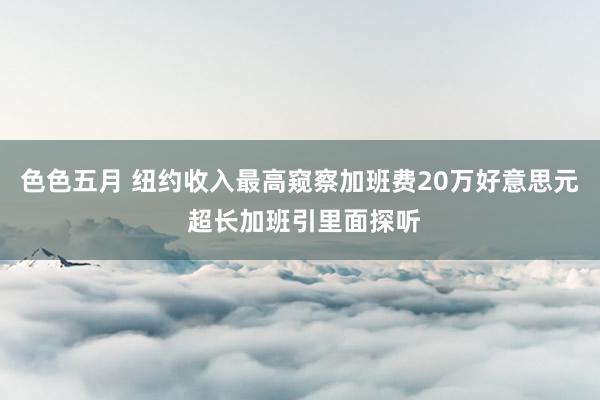 色色五月 纽约收入最高窥察加班费20万好意思元 超长加班引里面探听