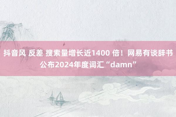 抖音风 反差 搜索量增长近1400 倍！网易有谈辞书公布2024年度词汇“damn”