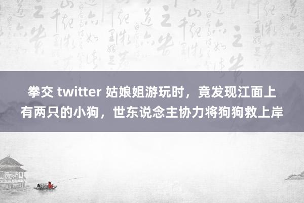 拳交 twitter 姑娘姐游玩时，竟发现江面上有两只的小狗，世东说念主协力将狗狗救上岸