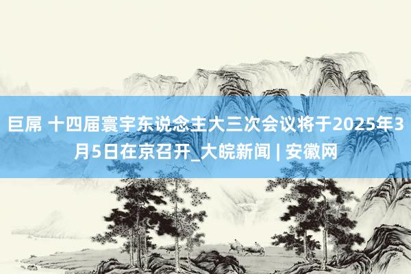 巨屌 十四届寰宇东说念主大三次会议将于2025年3月5日在京召开_大皖新闻 | 安徽网