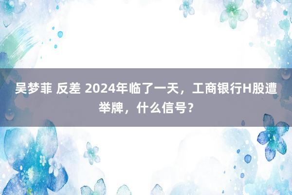 吴梦菲 反差 2024年临了一天，工商银行H股遭举牌，什么信号？