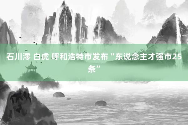 石川澪 白虎 呼和浩特市发布“东说念主才强市25条”