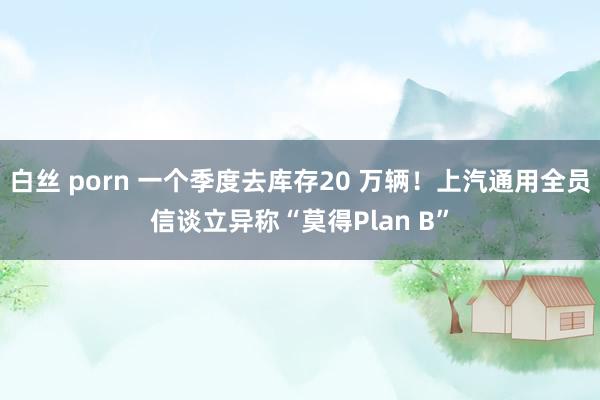 白丝 porn 一个季度去库存20 万辆！上汽通用全员信谈立异称“莫得Plan B”