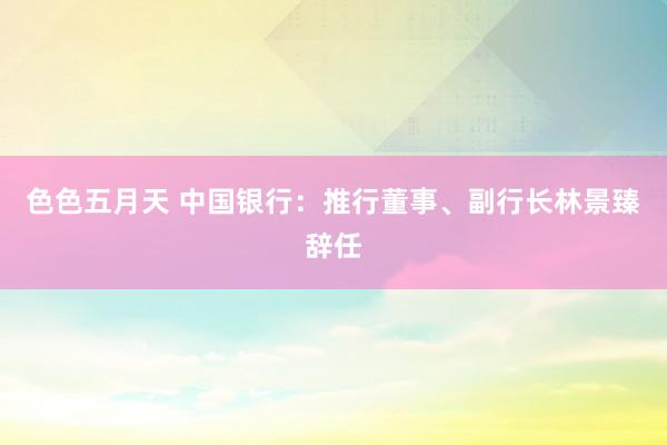 色色五月天 中国银行：推行董事、副行长林景臻辞任