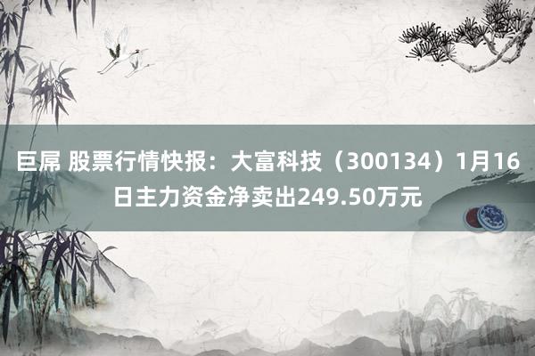 巨屌 股票行情快报：大富科技（300134）1月16日主力资金净卖出249.50万元